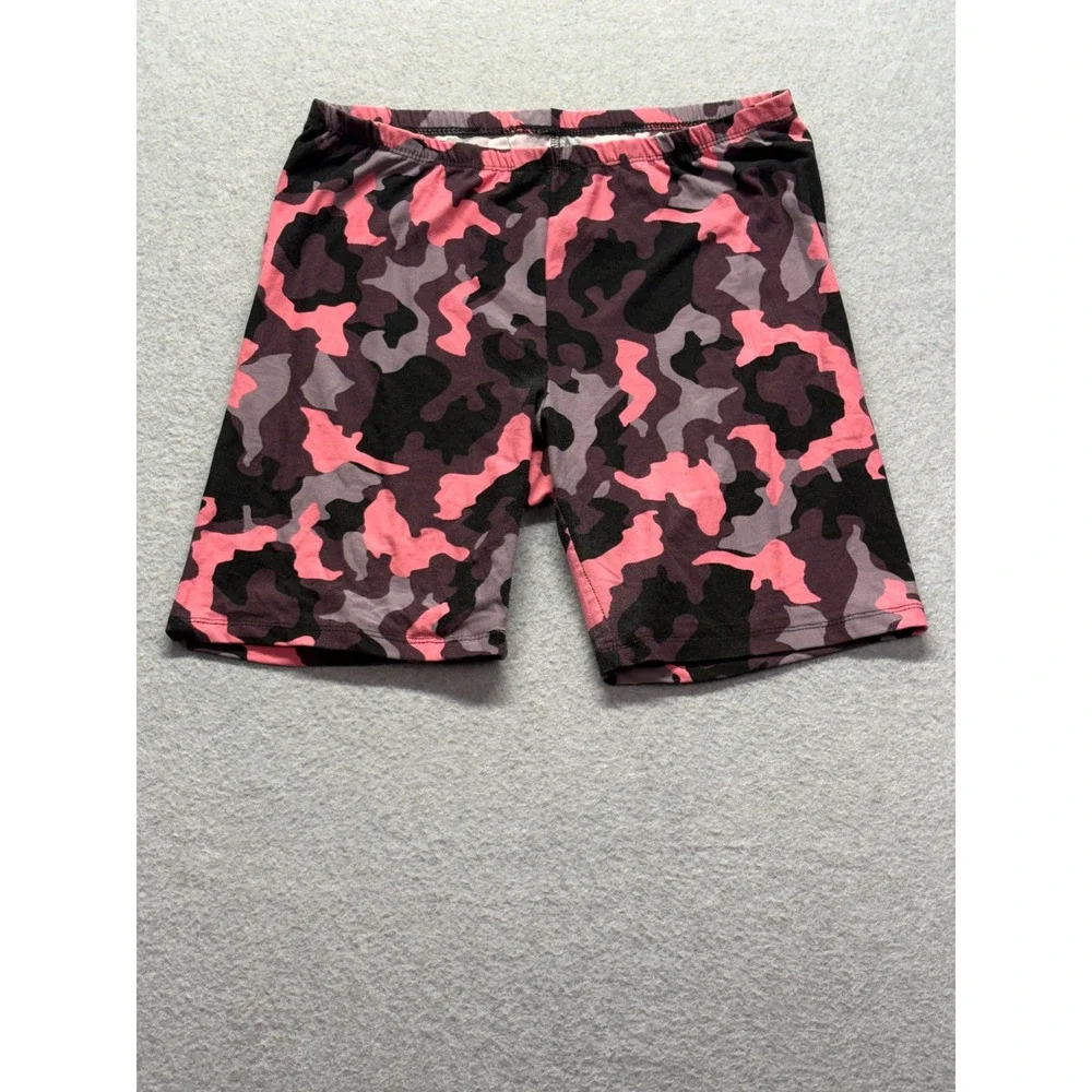 Just Be Pink Purple Camo Biker Shorts Womens Large Athletic Yoga Camouflage L
